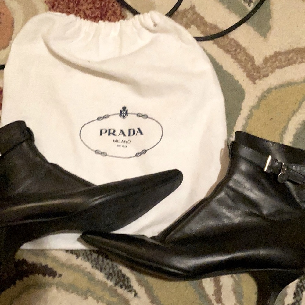 Authentic Prada zip low leather boots. size 7.5.